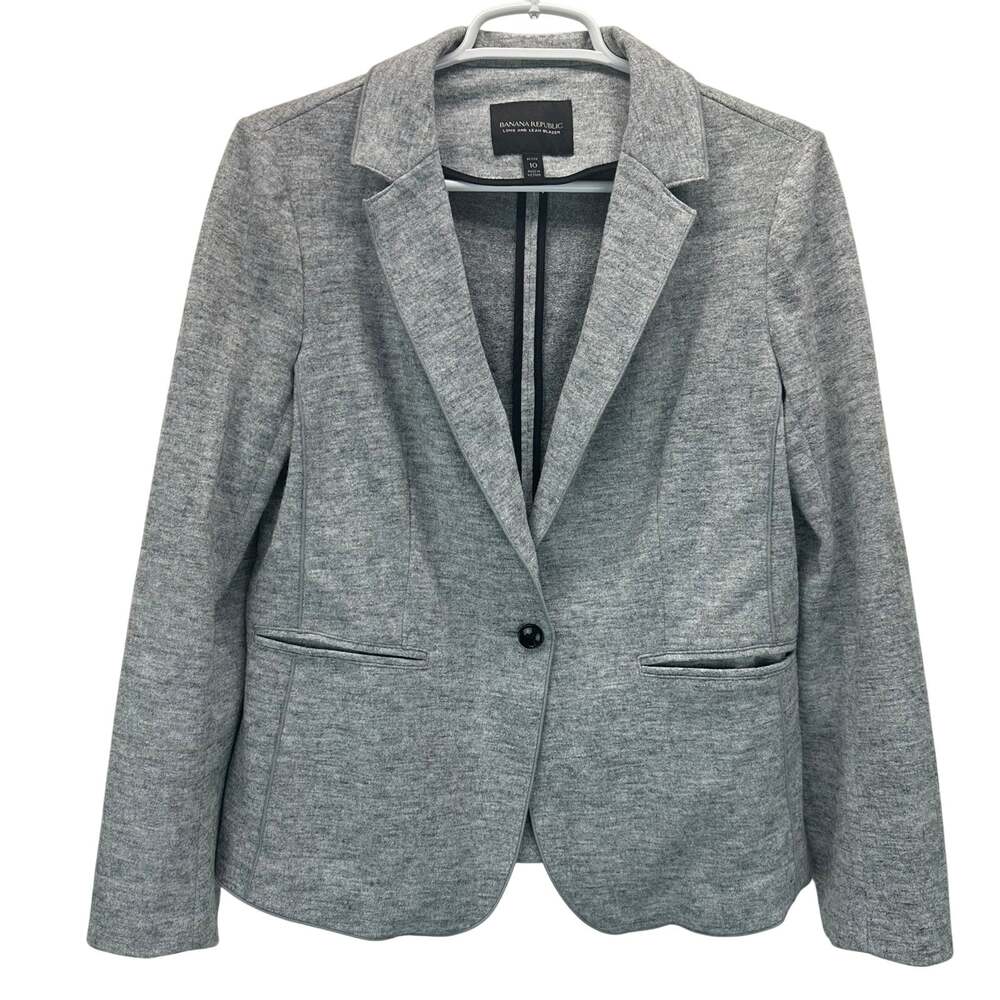 Banana Republic Long And Lean Blazer Heather Gray Wool Blend 10P